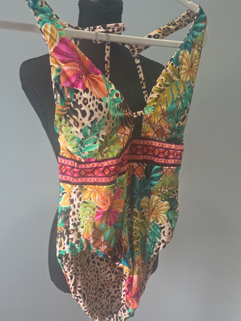 Tropical Floral Halter Bodysuit in Multi